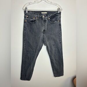 Vtg Levis Premium Wedgie Big E Button Fly Black Straight Denim Jeans Size 30